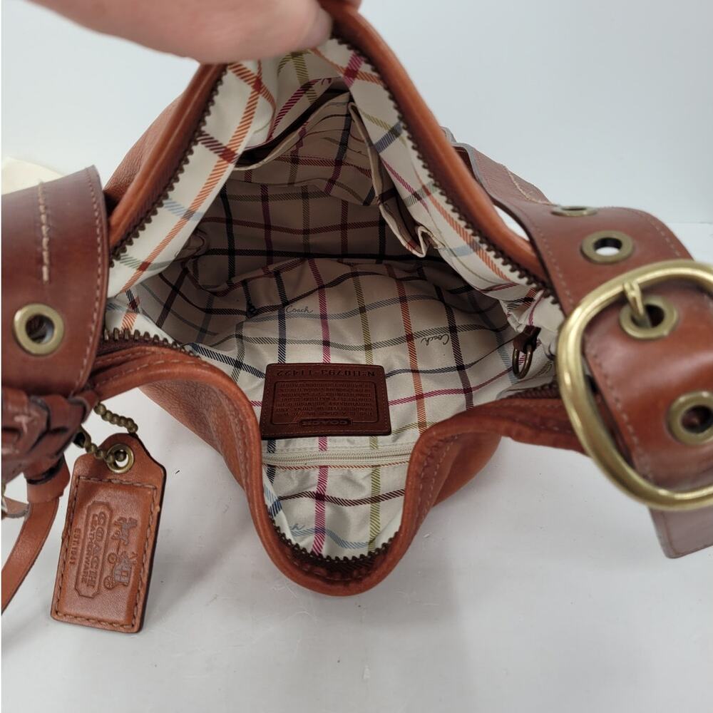 Coach Bleecker Saddle Leather Tattersall Bucket Shoulder Bag 11422 w/Dust Bag - Picture 9 of 15